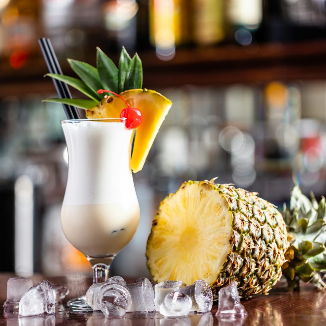 Pina colada coctail on bar counter